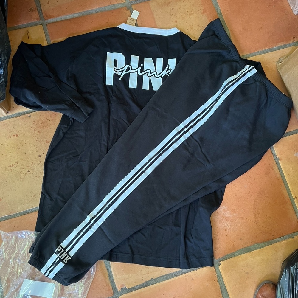 Vs pink classic pants long sleeve campus ringer tee shirt black xxl - Picture 2 of 12